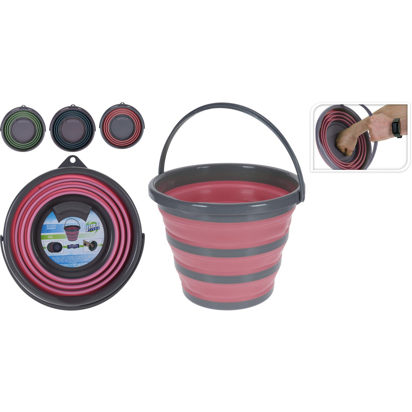 10 Litre Collapsible Bucket - 3 Asstd Colours