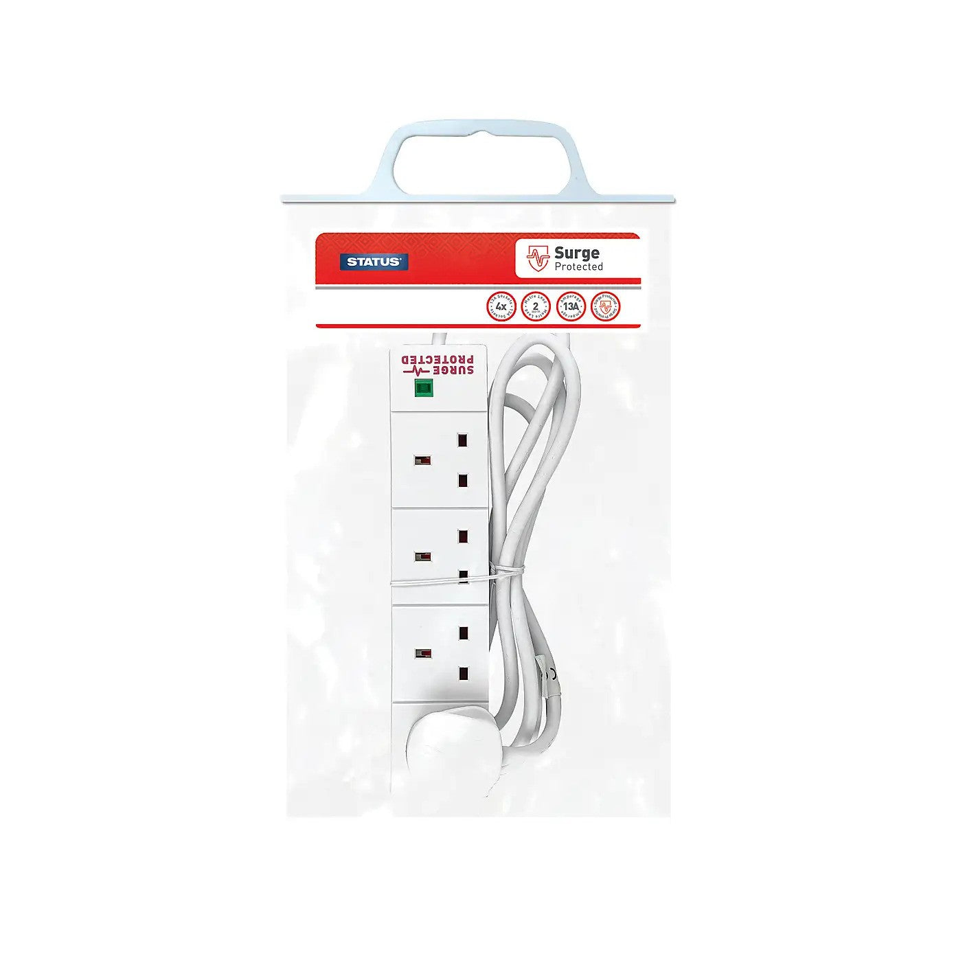 4-Way 2 Metre Surge Protected Extension Lead