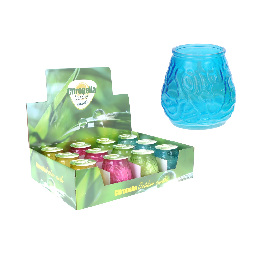 Citronella Candle in Coloured Glass Jar