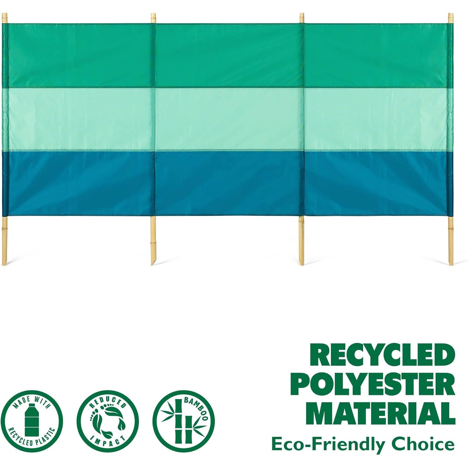4 Pole Green Striped Eco Friendly Windbreak
