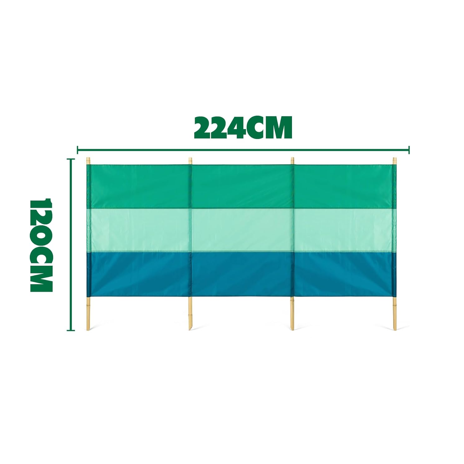 4 Pole Green Striped Eco Friendly Windbreak