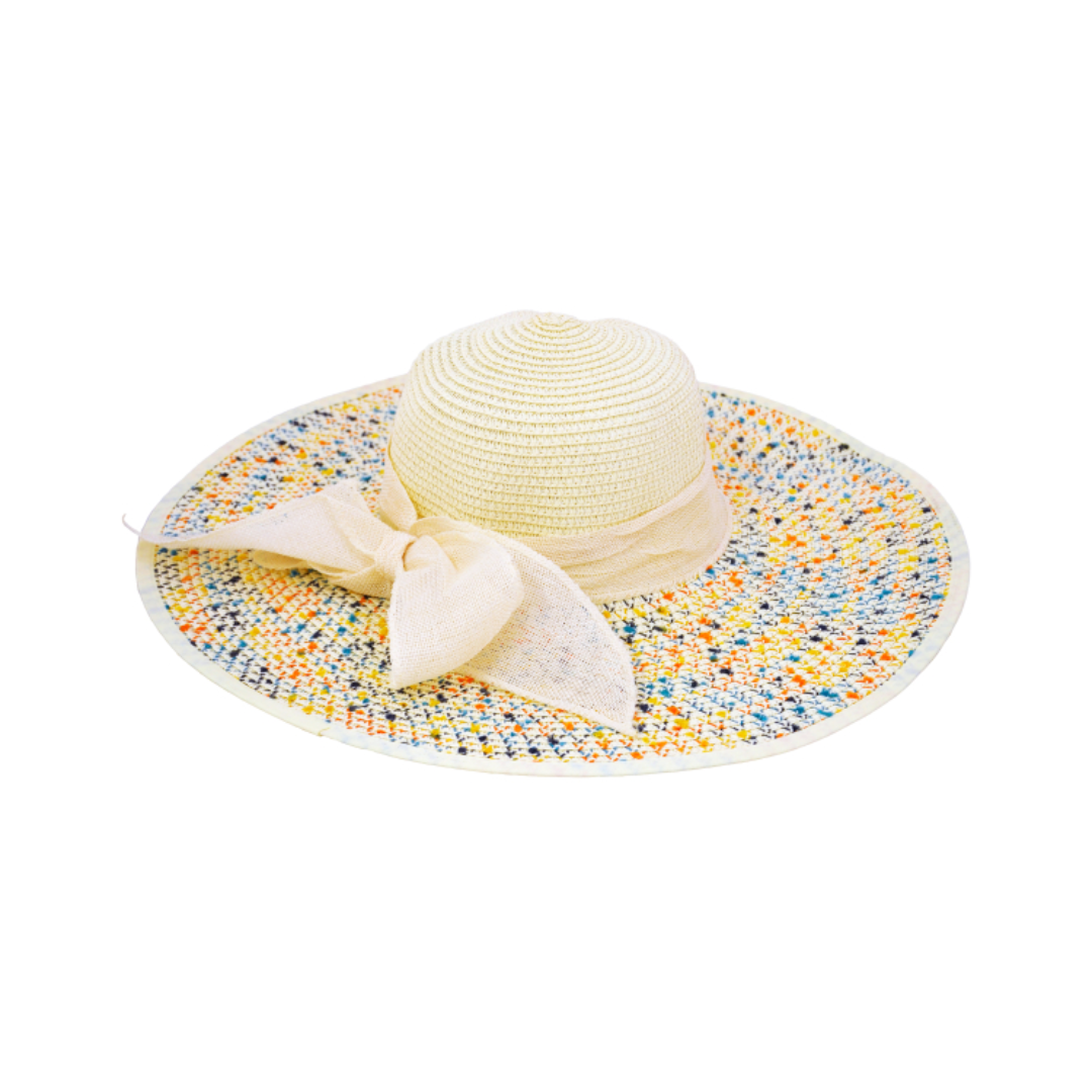 Multi-Colour Wide Brim Hat with Ribbon