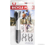 6pc Compact Bicycle Pump With Frame Clips & 3 Adapters