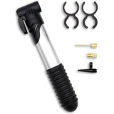6pc Compact Bicycle Pump With Frame Clips & 3 Adapters