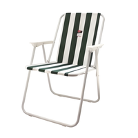 Folding Camping Chair - Green & White Stripe