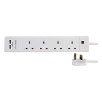 4 Way 2m Extension lead with 2 USB Ports