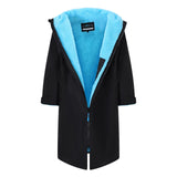 SALTIE Changing Robe in blue, weather resistant, perfect for changing on the beach and made using 100% recycled materials. The SALTIE changing robe is designed keep you warm and dry during your sea swim, beach walks and all of your outdoor adventures.
