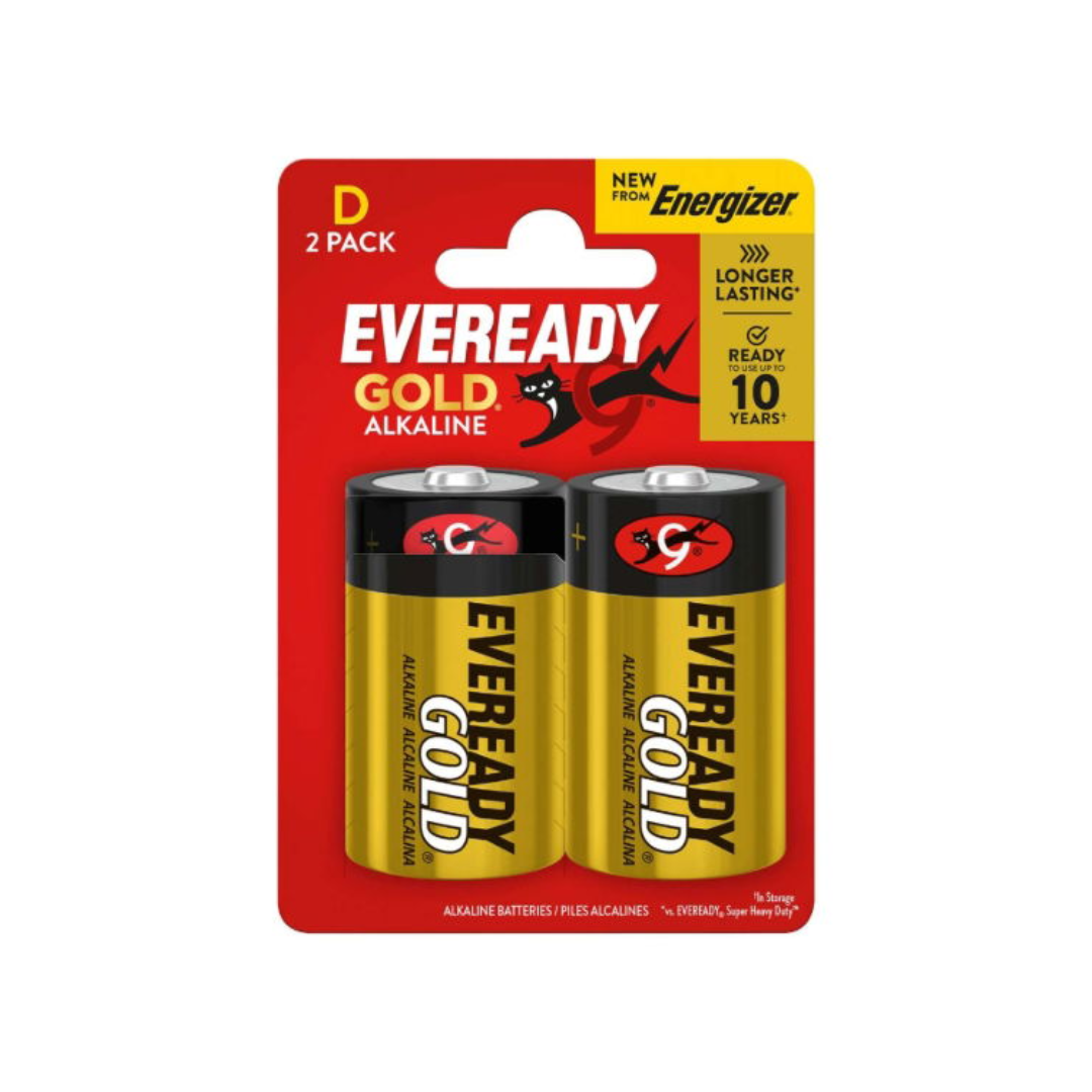 Eveready Size D Alkaline Gold Batteries (Pack of 2)