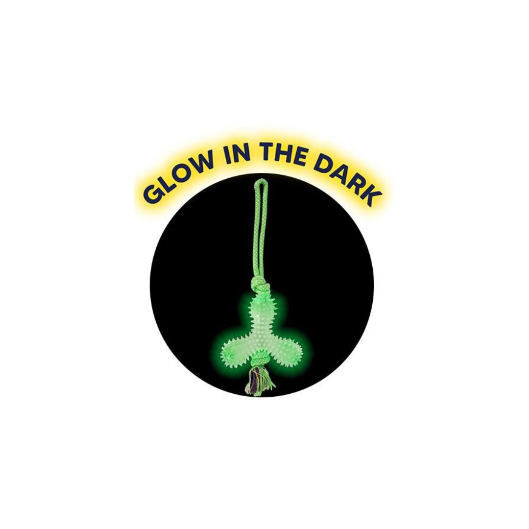 Glow In The Dark Rubber & Rope Dog Toy
