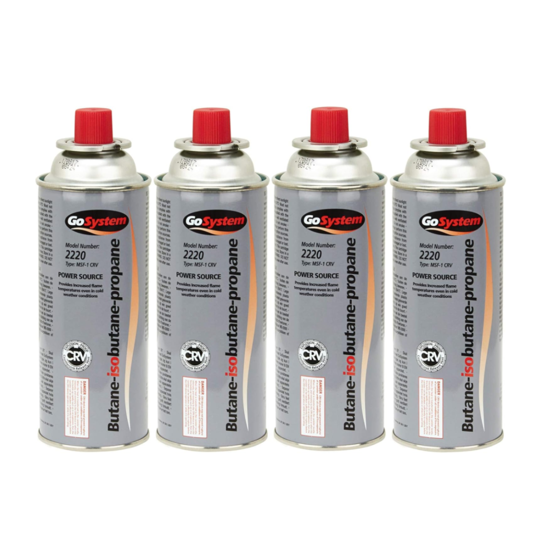 Go System 227g Butane Bayonet Cartridge - Sleeve of 4