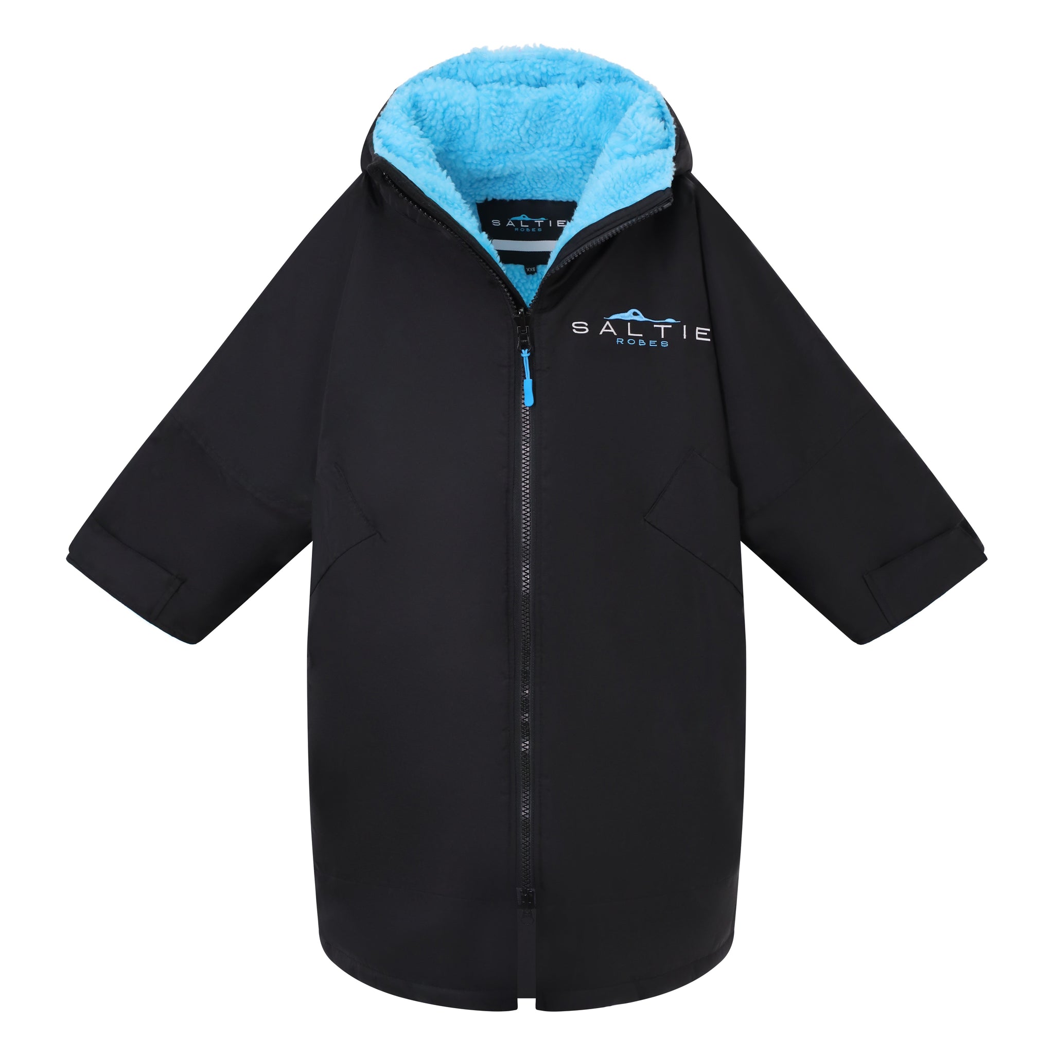 Saltie Junior Changing Robe - Black/Cyan