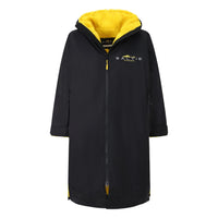 SALTIE Changing Robe in yellow, weather resistant, perfect for changing on the beach and made using 100% recycled materials. The SALTIE changing robe is designed keep you warm and dry during your sea swim, beach walks and all of your outdoor adventures.