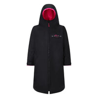 SALTIE Changing Robe in pink, weather resistant, perfect for changing on the beach and made using 100% recycled materials. The SALTIE changing robe is designed keep you warm and dry during your sea swim, beach walks and all of your outdoor adventures.