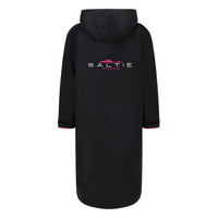 SALTIE Changing Robe in pink, weather resistant, perfect for changing on the beach and made using 100% recycled materials. The SALTIE changing robe is designed keep you warm and dry during your sea swim, beach walks and all of your outdoor adventures.