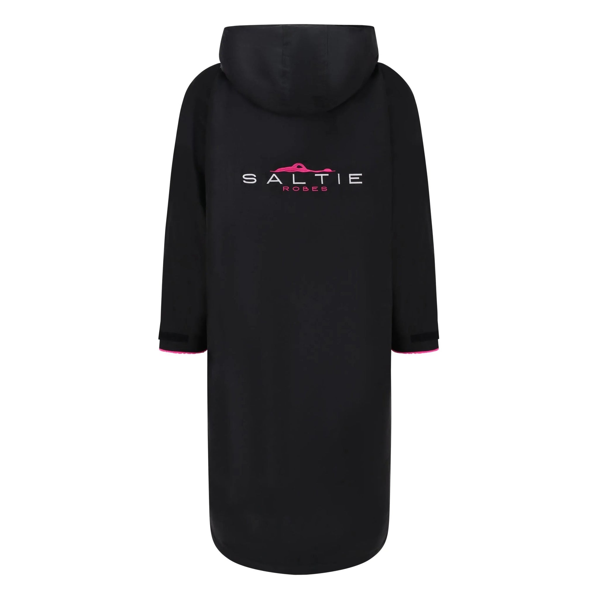 SALTIE Changing Robe in pink, weather resistant, perfect for changing on the beach and made using 100% recycled materials. The SALTIE changing robe is designed keep you warm and dry during your sea swim, beach walks and all of your outdoor adventures.