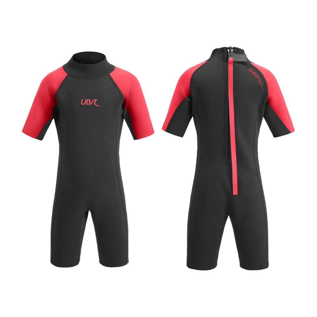 Sharptooth Kids Short Length Wetsuit - Red
