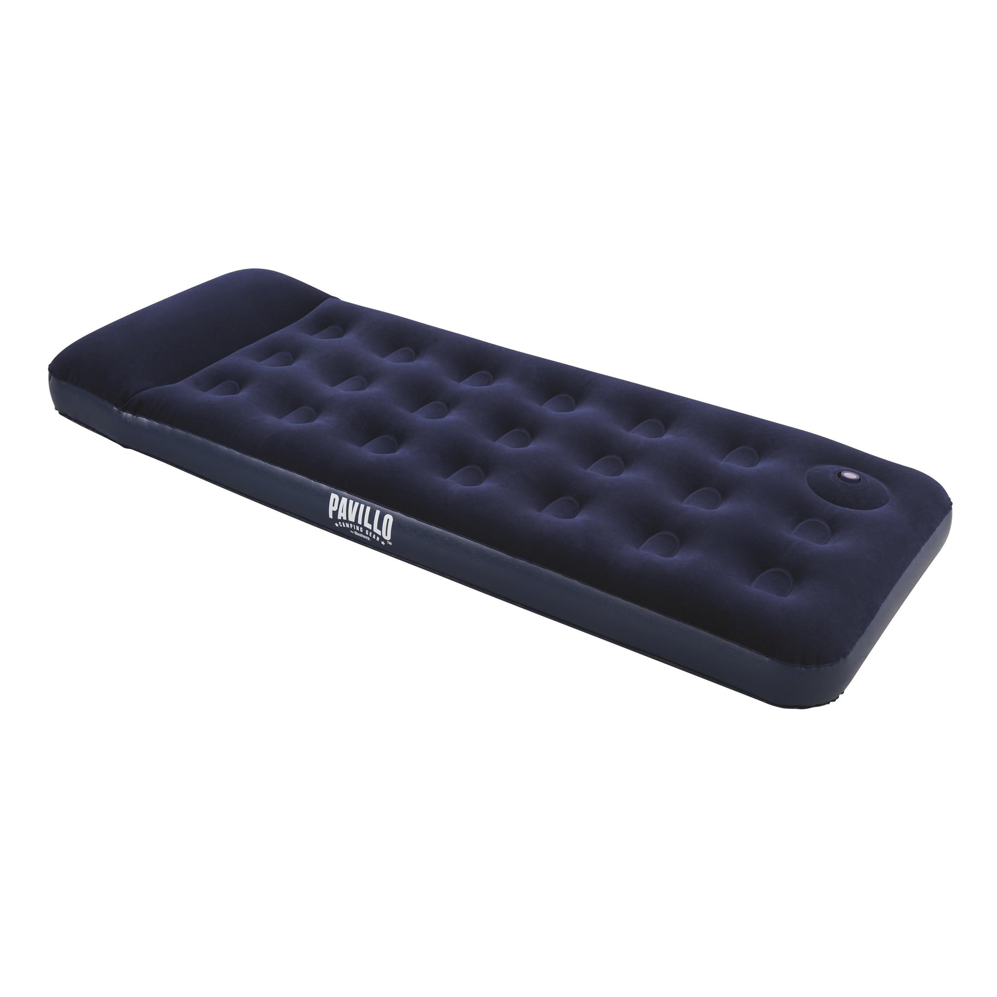 Single Flocked Airbed with Built in Pillow & Pump