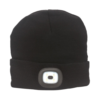 Beanie With Rechargeable LED Light - Black