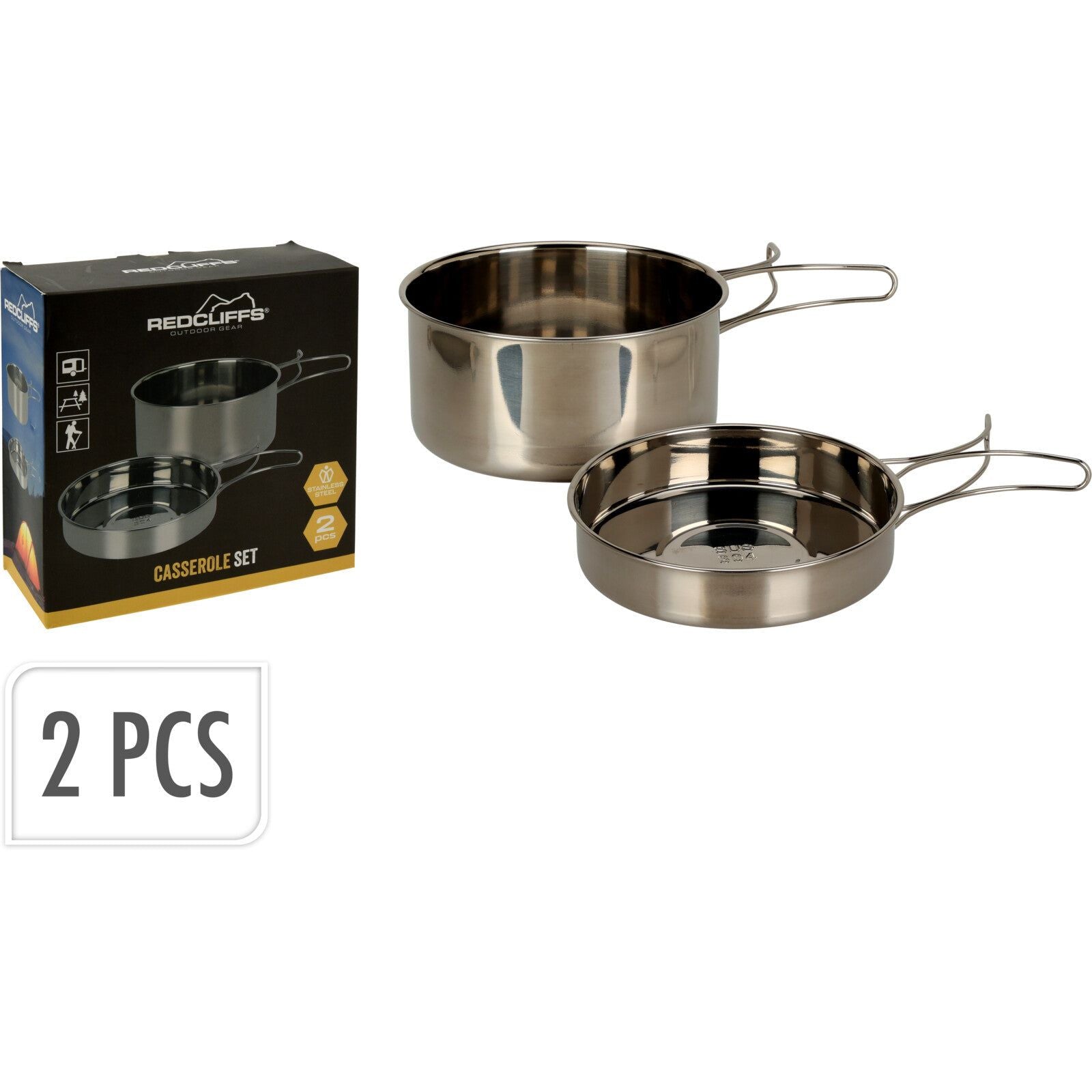 2 Piece Stainless Steel Camping Cook Set