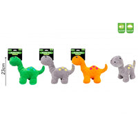 Squeaky Plush Dinosaur Dog Toy x1 -23cm- 3 Asstd Colours