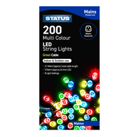 String Lights - 200 Multicoloured LED - Mains Powered