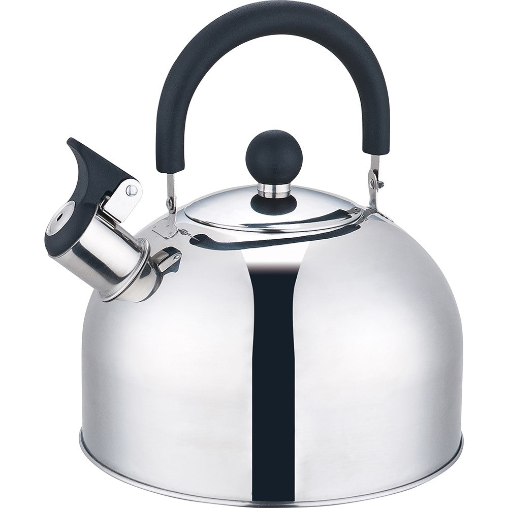 2.5 Litre Stainless Steel Whistling Kettle with Folding Handle - Assorted Colours