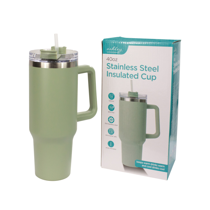 40oz Insulated Mug With Straw